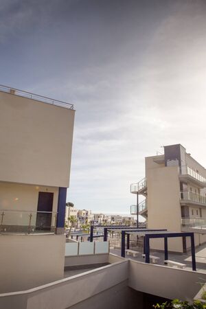 close up of newly built apartments in spainの写真素材