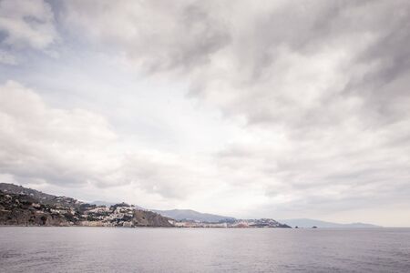 landscape of building and sea in almunecar spainの写真素材