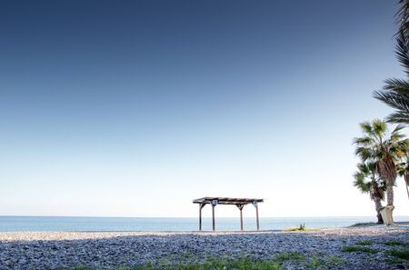 disabled access beach huts located right on the sand in almunecar spainの写真素材