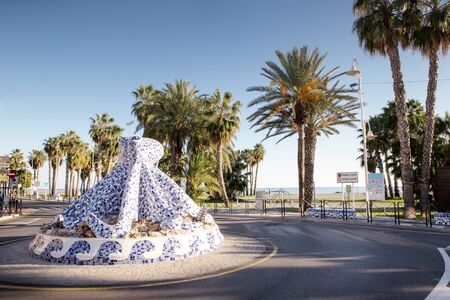 mosaic roundabout in the shape of a octopusの写真素材