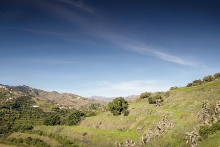 landscape image from the hill top looking out at Almunecar spainの写真素材