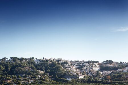landscape image from the hill top looking out at Almunecar spainの写真素材