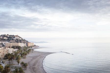 landscape of building and sea in almunecar spainの写真素材