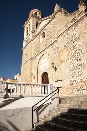 outside the main door of the Church of the Incarnation in almunecar in spainの写真素材