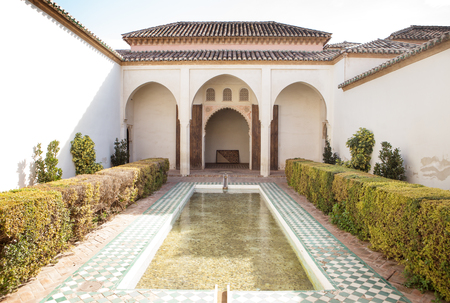 Architecture inside the palace fortress alcazaba in malaga spainのeditorial素材