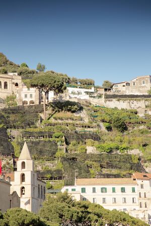 building and architecture in the town of amalfi in italyの写真素材