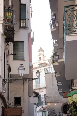 building and architecture in the town of amalfi in italyの写真素材