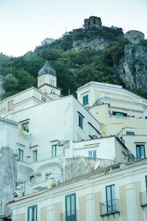 building and architecture in the town of amalfi in italyの写真素材