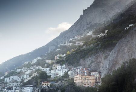 building and architecture in the town of amalfi in italyの写真素材