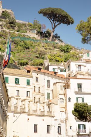 building and architecture in the town of amalfi in italyの写真素材