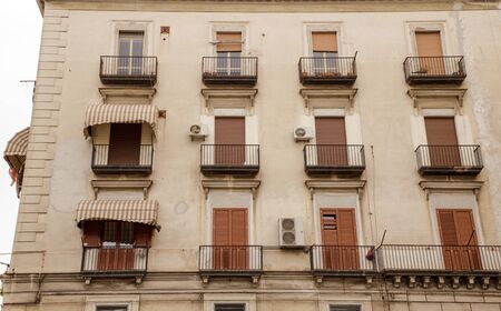 architecture and side street of naples in italy の写真素材