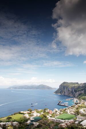 looking down at Marina Grande the main port on the island of capriの写真素材