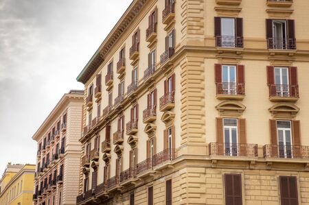 architecture and side street of naples in italy の写真素材