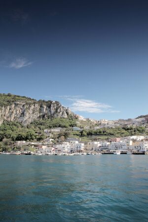 bay on the island of capri in italyの写真素材