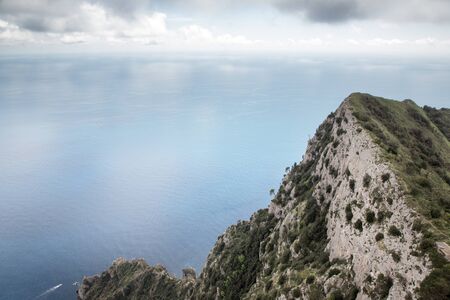 high above sea level looking out from the island of capri of the landscape belowの写真素材