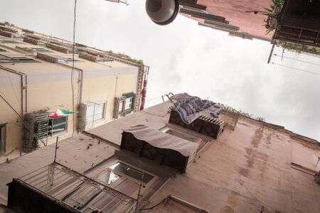 architecture and side street of naples in italy の写真素材