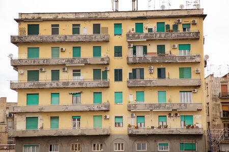 architecture and side street of naples in italy の写真素材