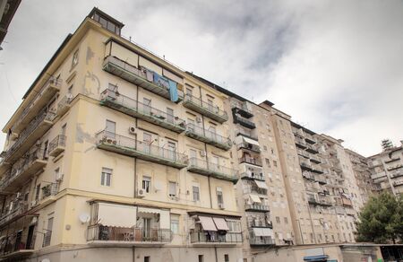 architecture and side street of naples in italy の写真素材