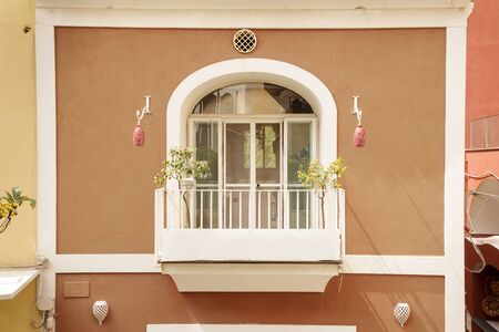 balcony on side of house in italyの写真素材