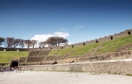 inside view of the colosseum amphitheatre in pompeiiのeditorial素材