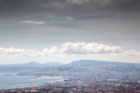 landscape view of naples taken going up mount vesuvius の写真素材