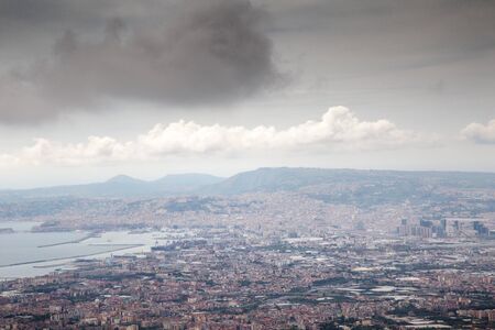 landscape view of naples taken going up mount vesuvius の写真素材