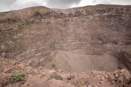 looking down into the crater of mount vesuvius in italyの写真素材