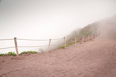 pathway going up and round the side of mount vesuvius volcano in italyの写真素材