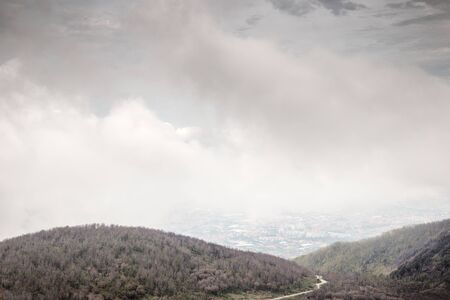 landscape view of naples taken going up mount vesuvius 