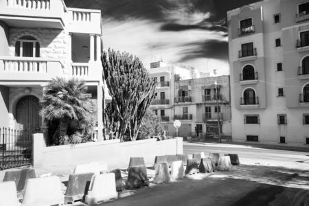 building and construction work of a building site in malta の写真素材