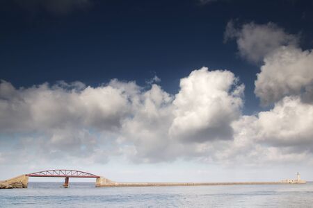 Steel footbridge leading from the foreshore of Fort Saint Elmo in Vallettaの写真素材