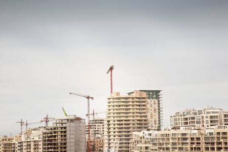 landscape view of a cityscape malta of all the high rise buildingsの写真素材
