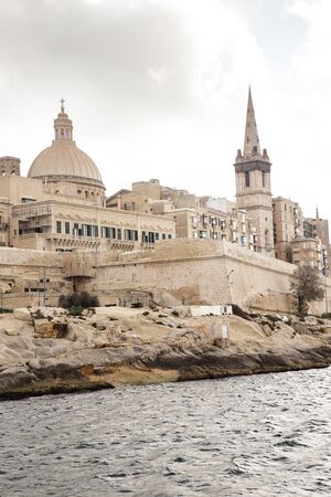 seascape of the town of valletta capital city of maltaの写真素材