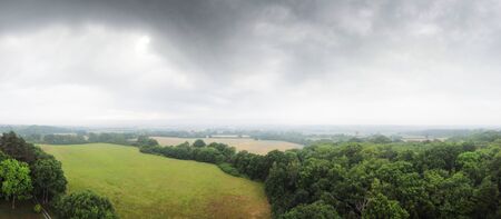 view from above of the essex countryside in village of little baddow englandの写真素材