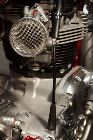 close up detail image of motorbike engine