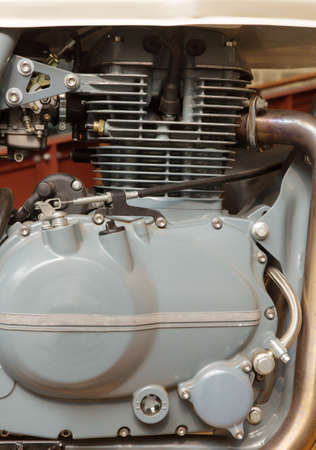 close up detail image of motorbike engine