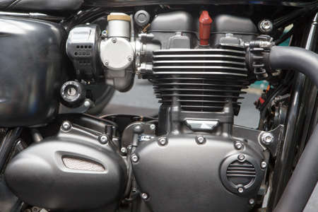 close up detail image of triumph motorcycles engineの写真素材