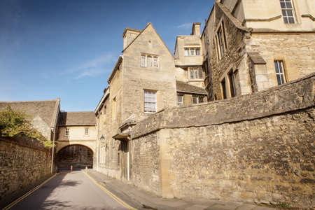 street detail of building and architecture around the city center of oxford in englandのeditorial素材