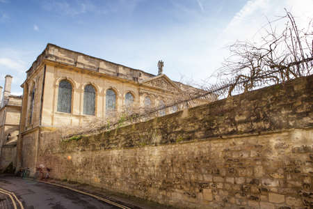 street detail of building and architecture around the city center of oxford in englandのeditorial素材