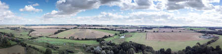 panoramic aerial landscape image in the village of Castle Acre Norfolk Englandの写真素材