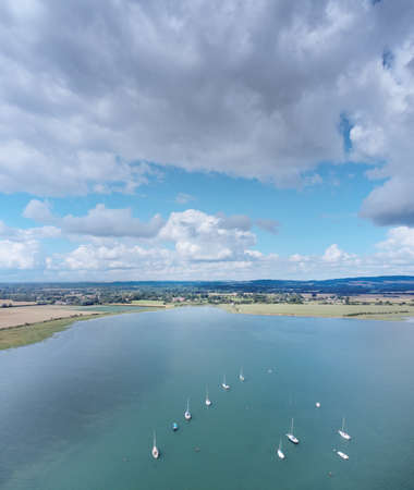 panoramic aerial image of bosham harbour in west sussex englandの写真素材