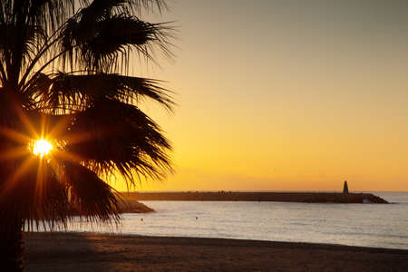 sunrise over the sea in benalmadenaの写真素材