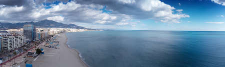 panoramic aerial view of the building along the coast of Fuengirolaのeditorial素材