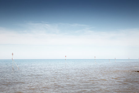seascape along the seaside town of Hunstanton in Norfolk, Englandの写真素材