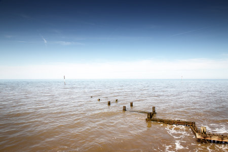 seascape along the seaside town of Hunstanton in Norfolk, Englandの写真素材