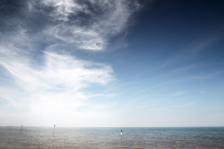 seascape along the seaside town of Hunstanton in Norfolk, Englandの写真素材