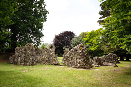 The Abbey Ruins in bury st edmunds park grounds was once one of the richest and most powerful Benedictine monasteries in Englandの写真素材