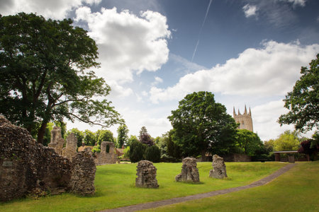 The Abbey Ruins in bury st edmunds park grounds was once one of the richest and most powerful Benedictine monasteries in Englandの写真素材
