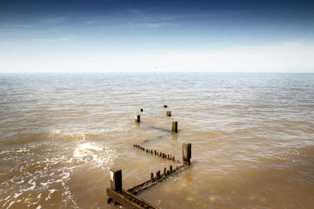 seascape along the seaside town of Hunstanton in Norfolk, Englandの写真素材