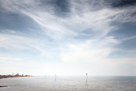 seascape along the seaside town of Hunstanton in Norfolk, Englandの写真素材